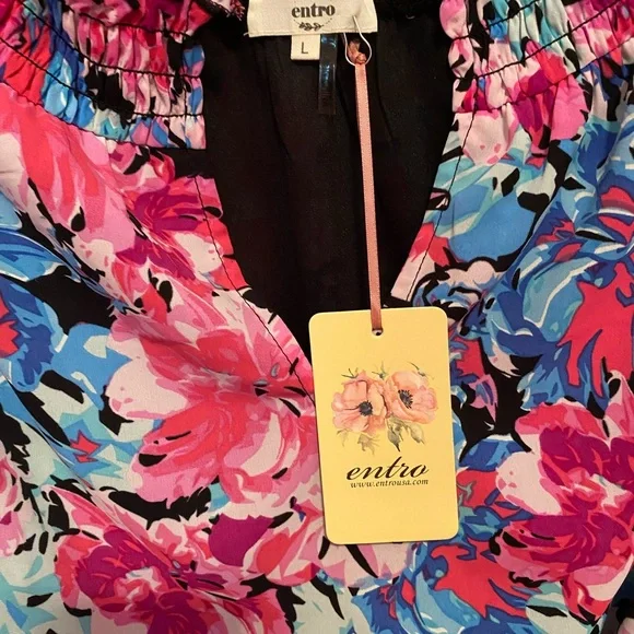 Entro pink/blue floral top - Picture 2 of 3